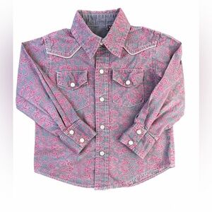 WONDERBOY Black and Burgandy Print Pearl Snap Western Shirt - 2T